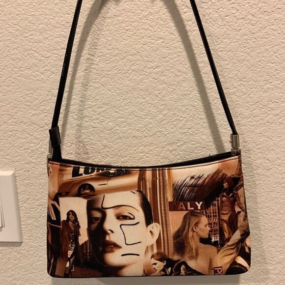 Handbags - Vintage Digital Printed Handbag, Model Faces Print , Avant-garde